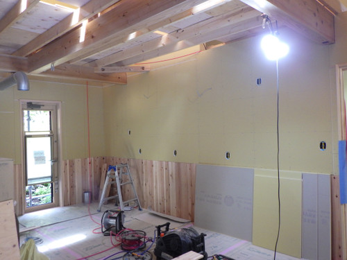 室内壁下地造作中